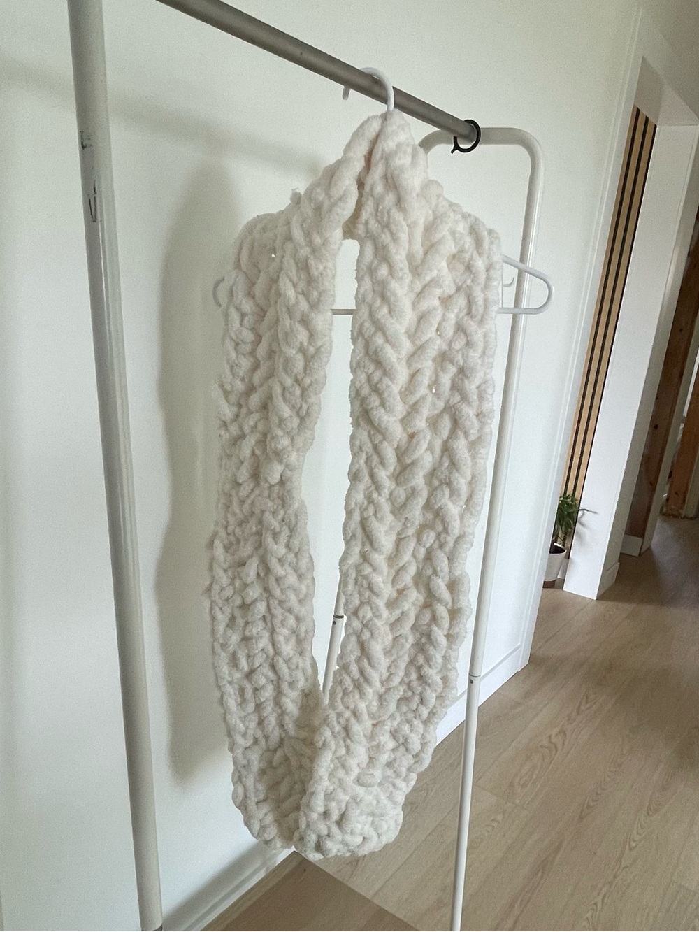Cozy Chunky Handmade Knit Scarf in White